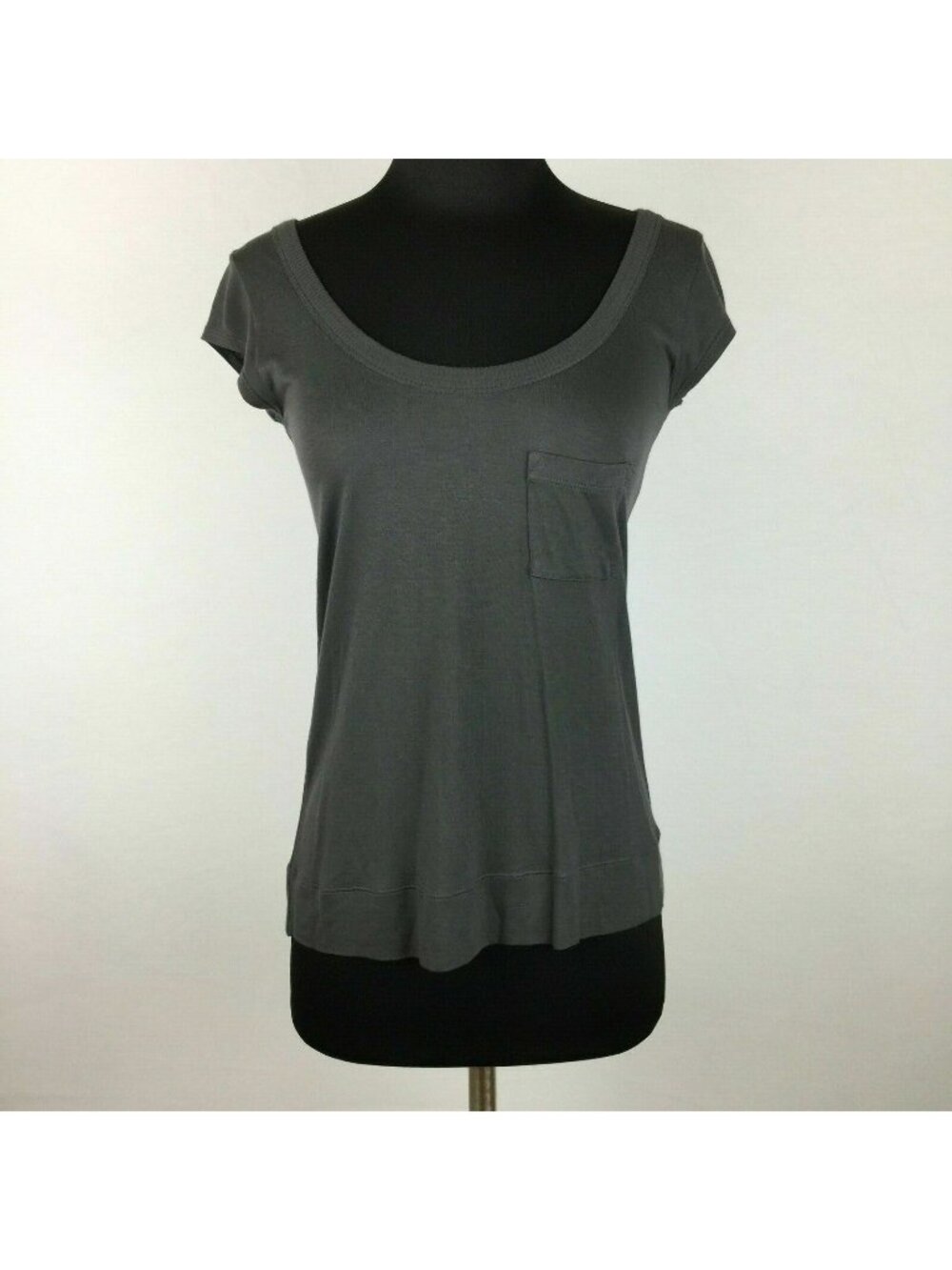 Express Dreamweight Cotton T-Shirt Tee Womens XXS Gray All Rayon Chest Pocket